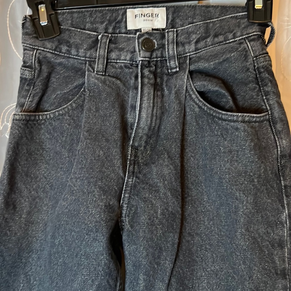 FINGER DENIM IN THE NOSE SOLANGE BLACK SNOW GIRL’S 10/11 SLOUCHY FIT JEANS